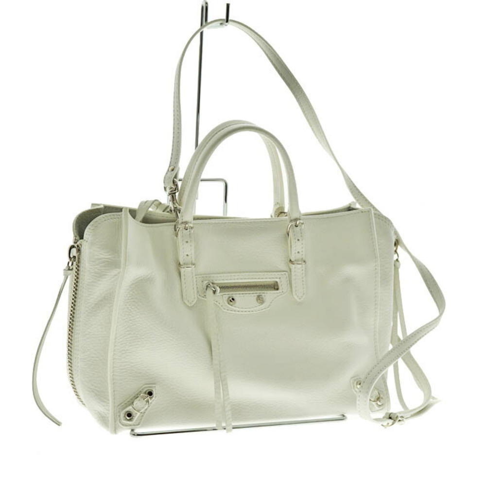 BALENCIAGA Paper Zip Around Bag Handbag Shoulder White Crossbody